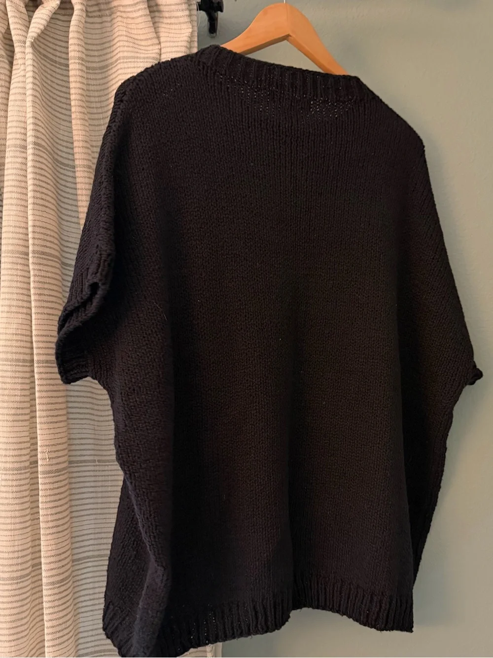 Louiza Babouryan sweater black 100% cotton size L oversize pullover knit sweater